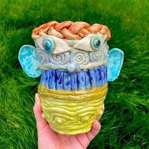 handmade ceramic face pot